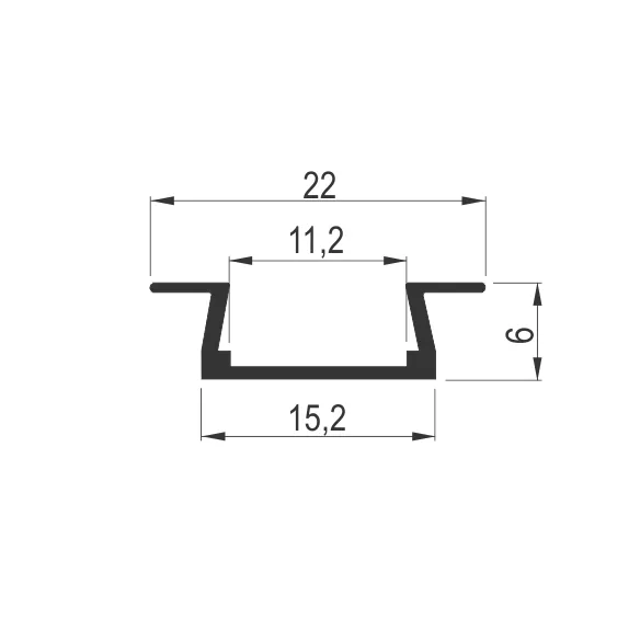 LED U 2206 al.profil 2m crniEX